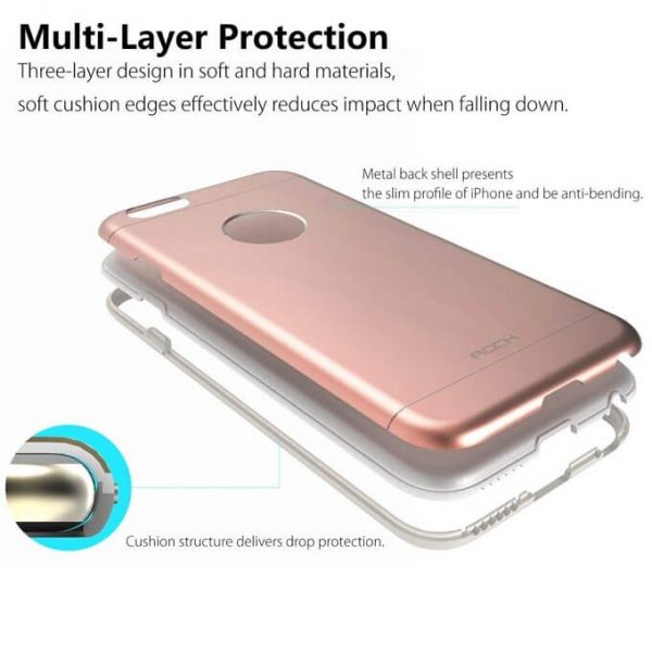 Rock ® Orgin Series Protective Shell TPU+Metal Back Cover For iPhone 6 / 6s