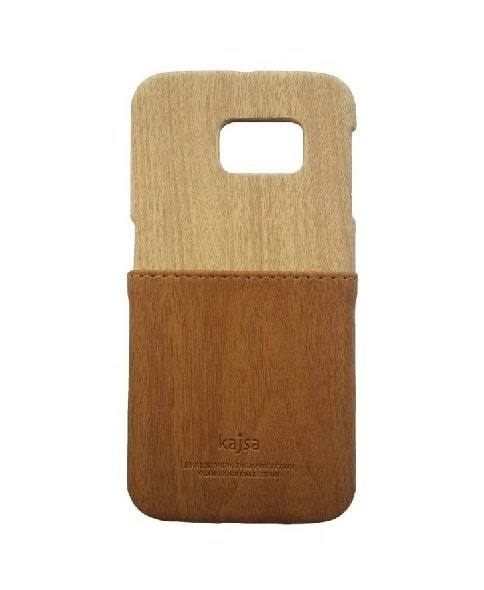 Kajsa ® Wood Pocket Card Holder Back Cover For Samsung S6 Edge