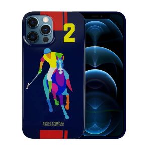 Santa Barbara Polo & Racquet Club ® Glossy Saint Back Cover For iPhone 12 Series (Blue)