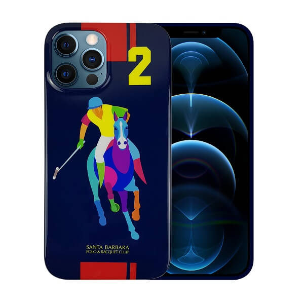 Santa Barbara Polo & Racquet Club ® Glossy Saint Back Cover For iPhone 12 Series (Blue)
