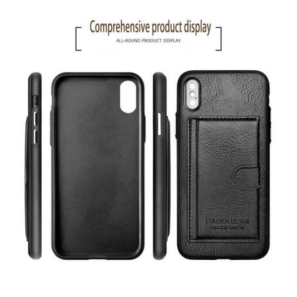Puloka Luxury Leather Card Pocket Holder Back Cover For Apple iPhone / Samsung
