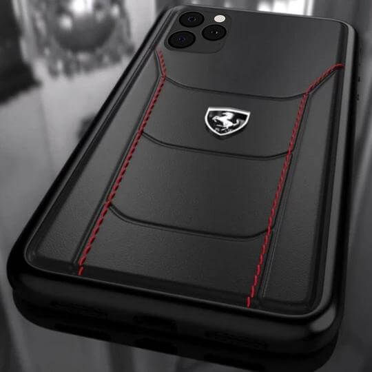 Ferrari ® Genuine Leather Crafted Limited Edition Case for iPhone 12 Series (Black)