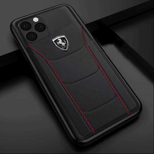 Ferrari ® Genuine Leather Crafted Limited Edition Case for iPhone 12 Series (Black)