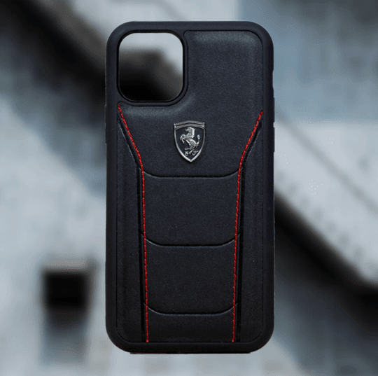 Ferrari ® Genuine Leather Crafted Limited Edition Case for iPhone 12 Series (Black)