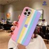 Fashion Rainbow Silicone Back Cover For iPhone 12 Series Fashion Rainbow Silicone Back Cover For iPhone 12 Series