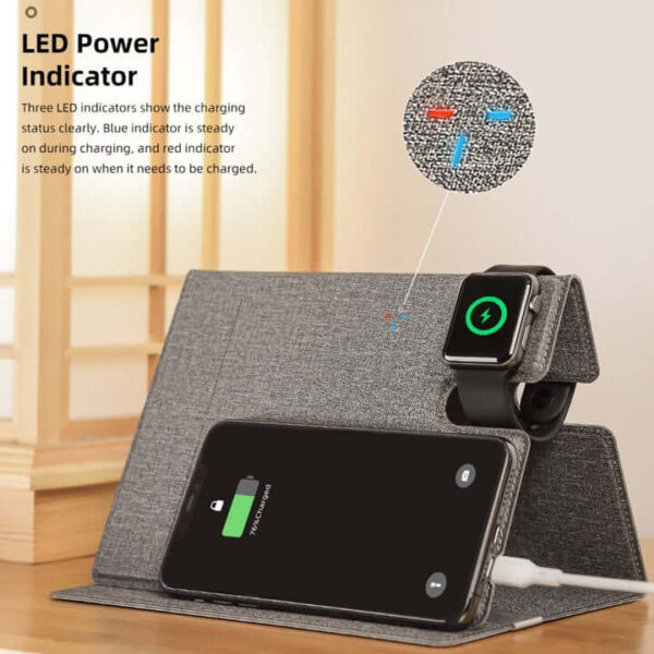 ROCK ® 3 in 1 10W Foldable Wireless Charger With Leather Charger Pad