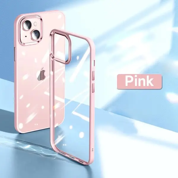 Shockproof-Armor-Transparent-Clear-Case-Cover-Plating-Camera-For-iPhone-14-pink-8