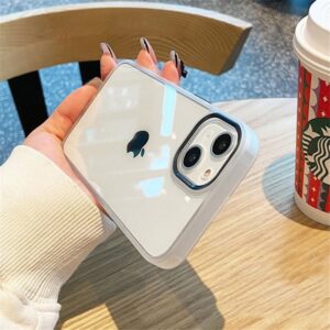 iPhone 14 Luxury Metal Camera Protection Shockproof Armor Clear Case-44