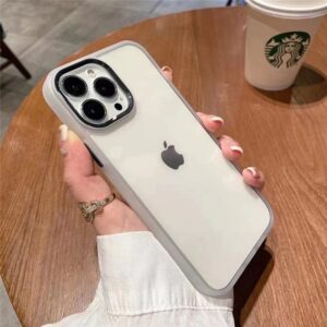 iPhone 14 Luxury Metal Camera Protection Shockproof Armor Clear Case-45