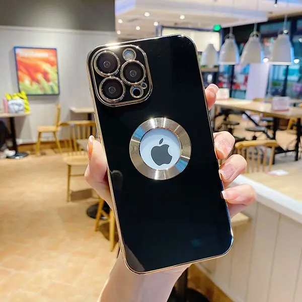 iPhone 14 Pro Max Luxury Plating Camera Protection Logo Cut Soft Case-2