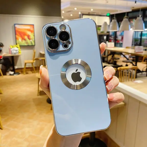 iPhone 14 Pro Max Luxury Plating Camera Protection Logo Cut Soft Case-4